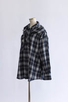 Layered Stole Flannel Shirt ネイビー