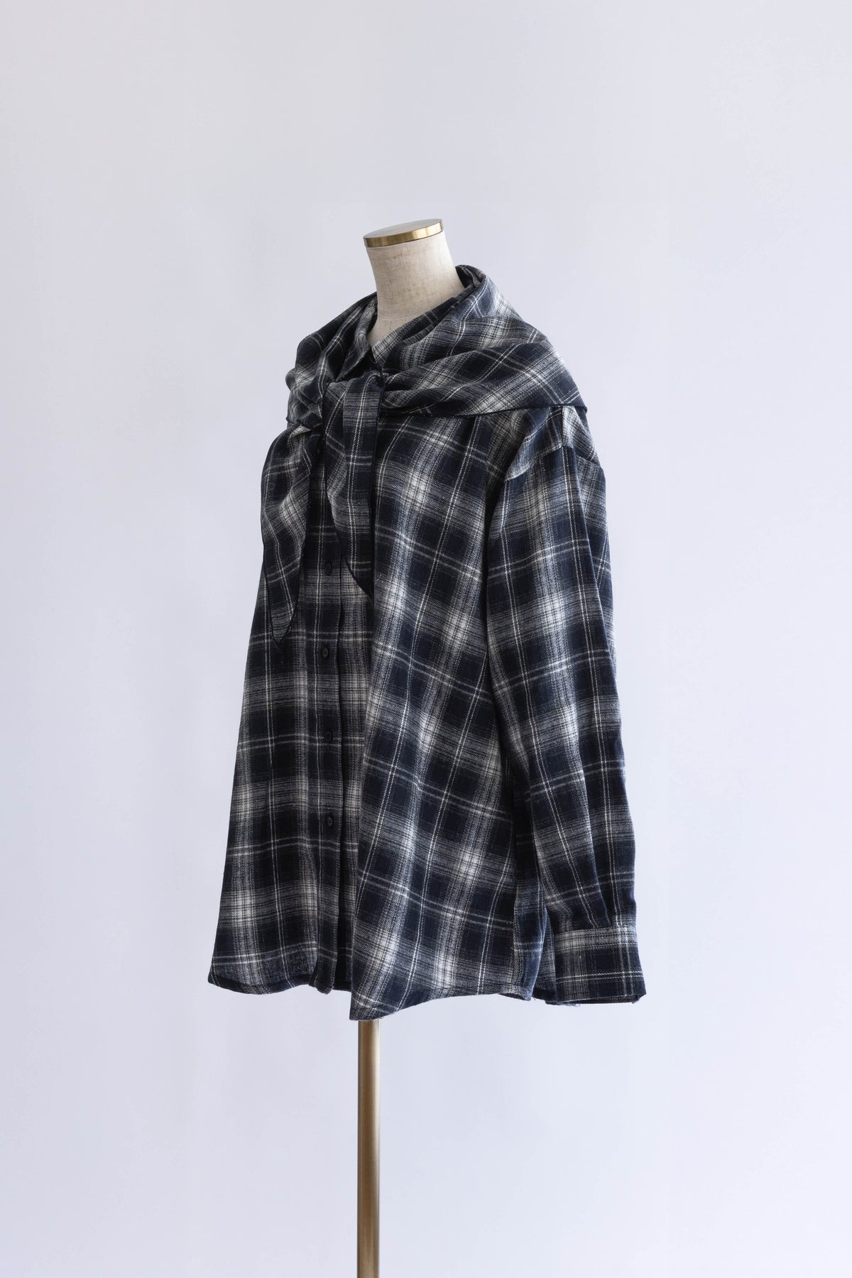 Layered Stole Flannel Shirt ネイビー