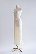 Velour Snap-Detail I-Line Skirt
