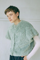 Short Sleeve Fur Jacket ミント