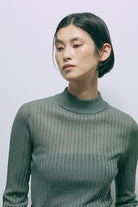 Bottleneck Sheer Rib Knit