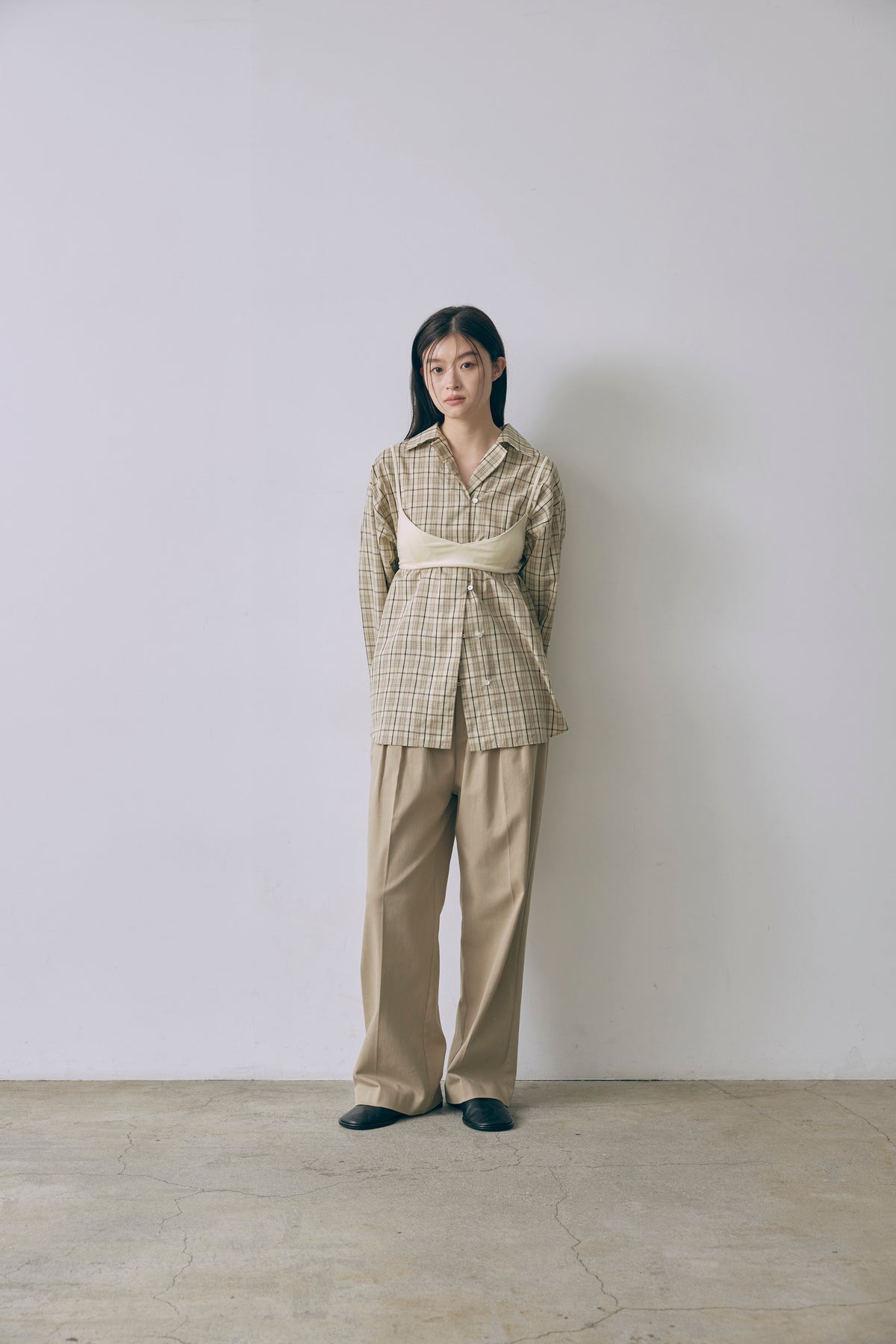 Satin Piping Checked Pajama Shirt