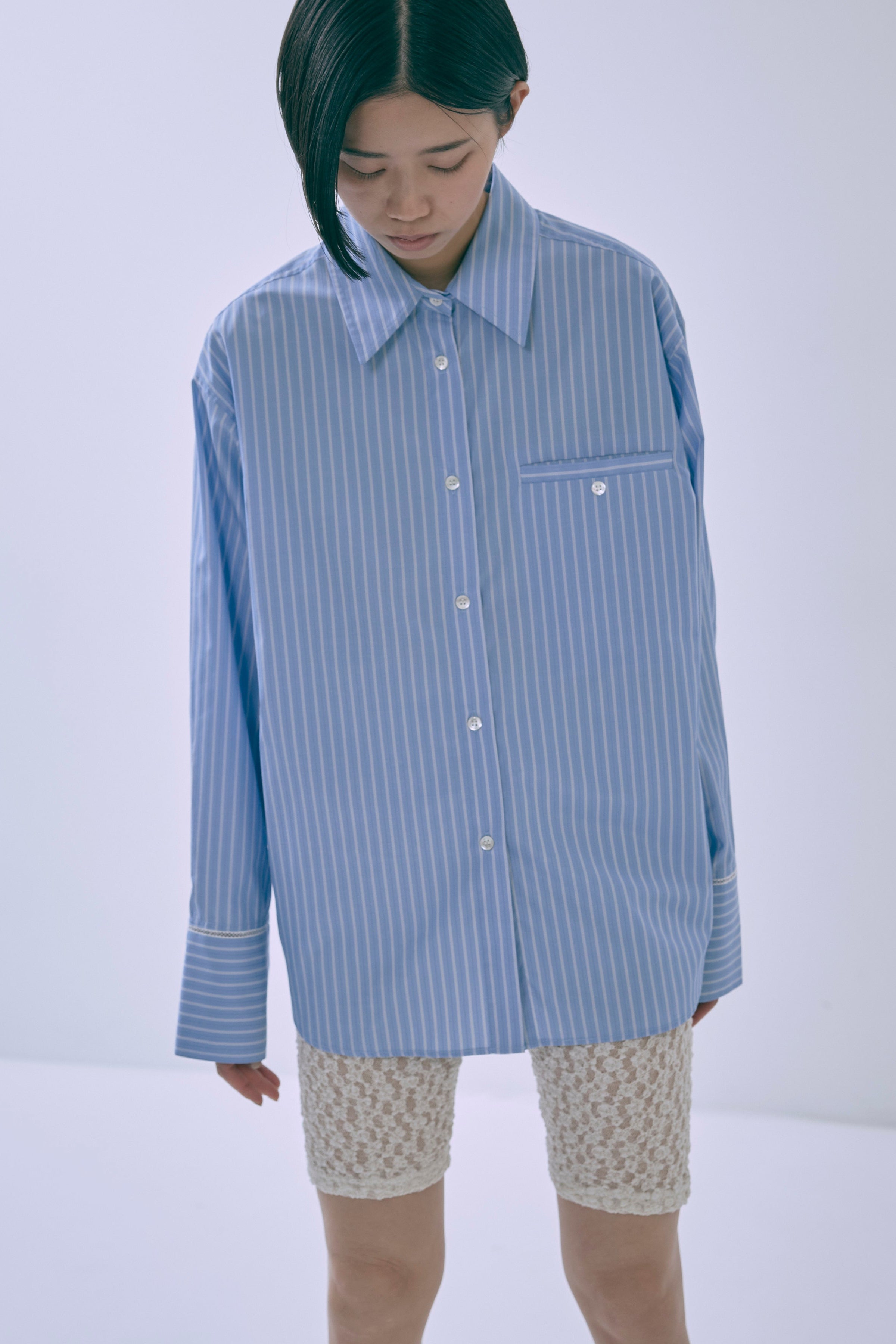 エンノイム　EN NEUME　シャツ　オーバーシャツ　ストライプ　ダブルカラー Stripe Over Shirts – EN NEUME