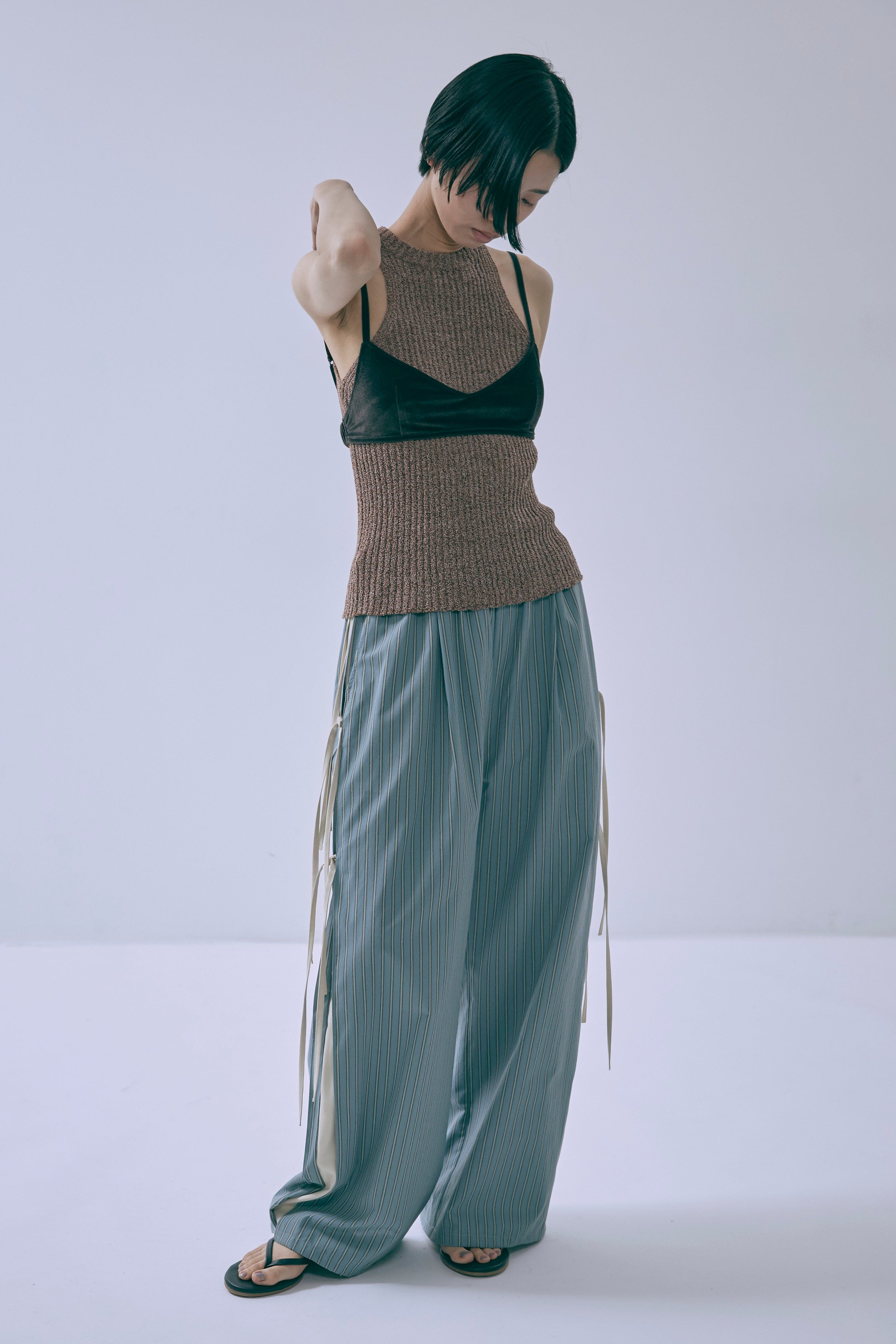 ストライプパンツ レディース Side Ribbon Stripe Pants | EN NEUME