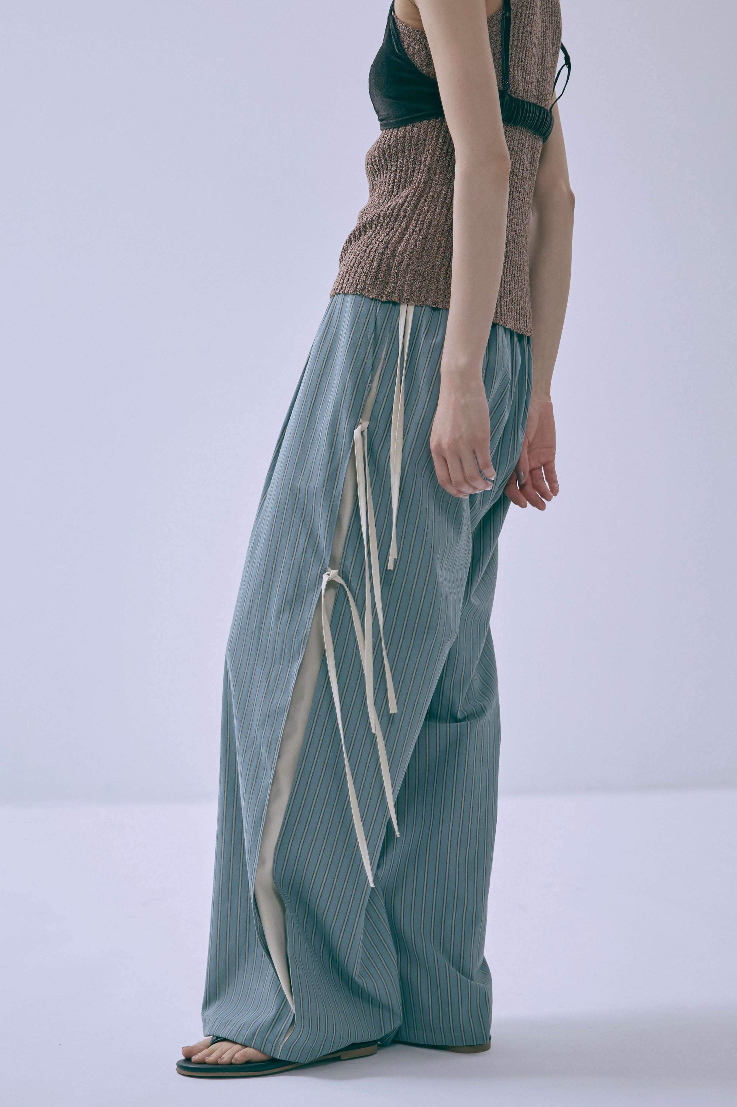 ストライプパンツ レディース Side Ribbon Stripe Pants | EN NEUME
