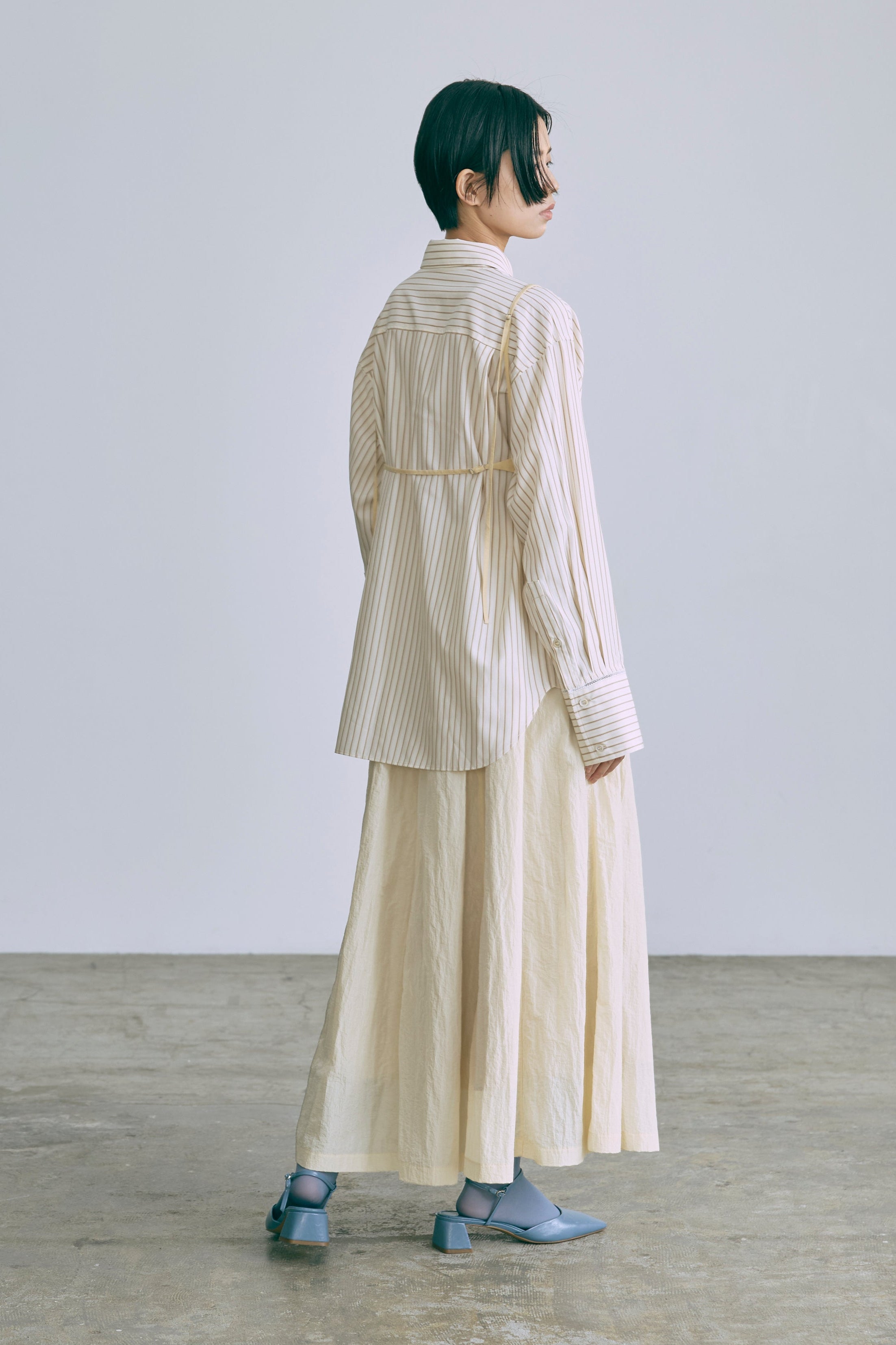 Nylon Taffeta Flared Skirt イエロー model:170cm chii