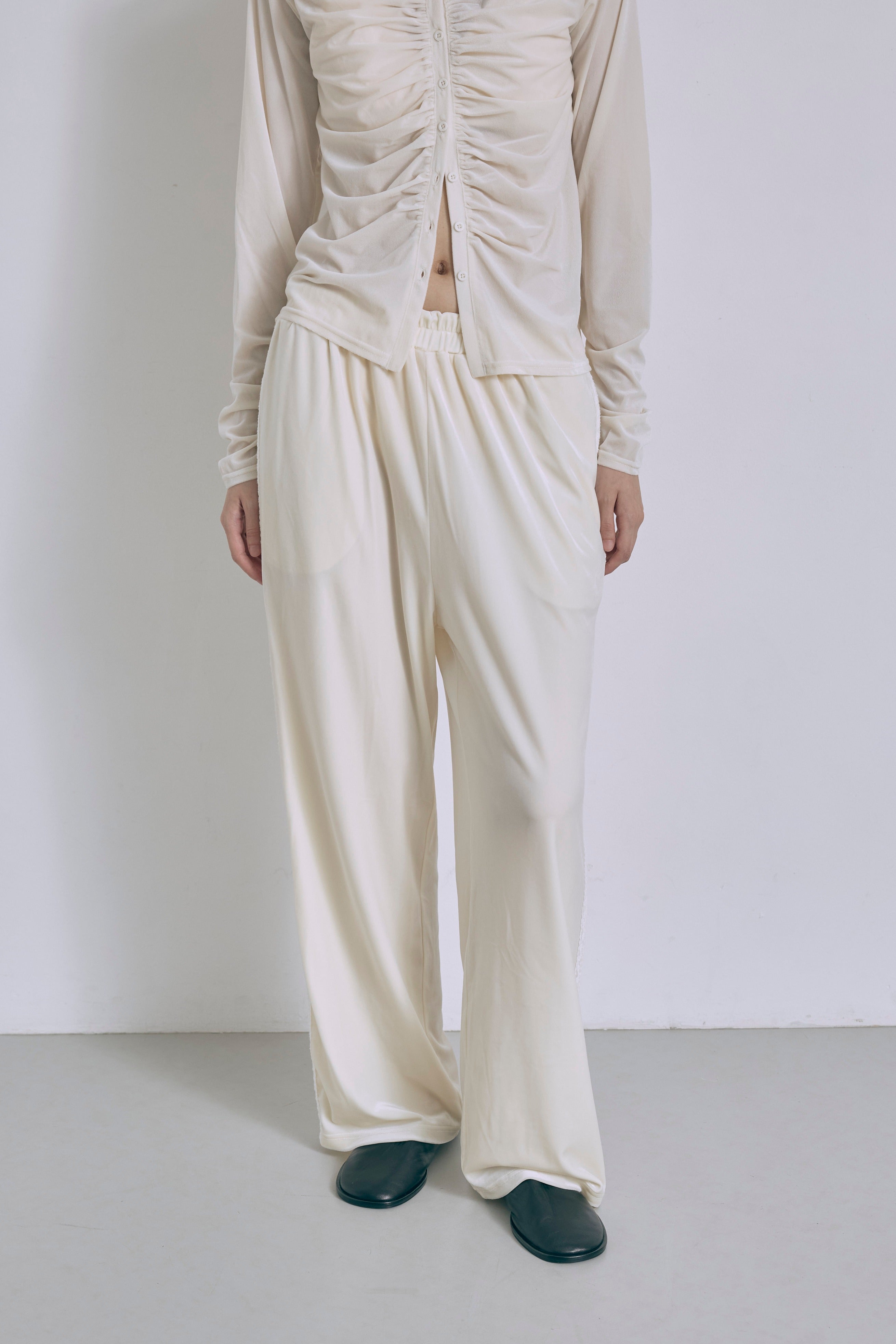 Side Lace Velour Easy Pants