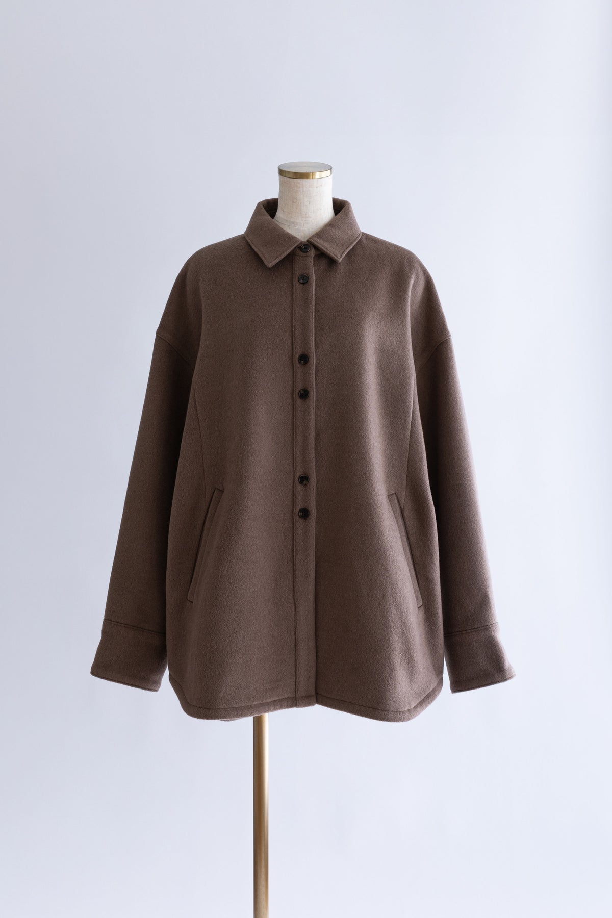 Wool Blend Over Shirt Jacket ブラウン