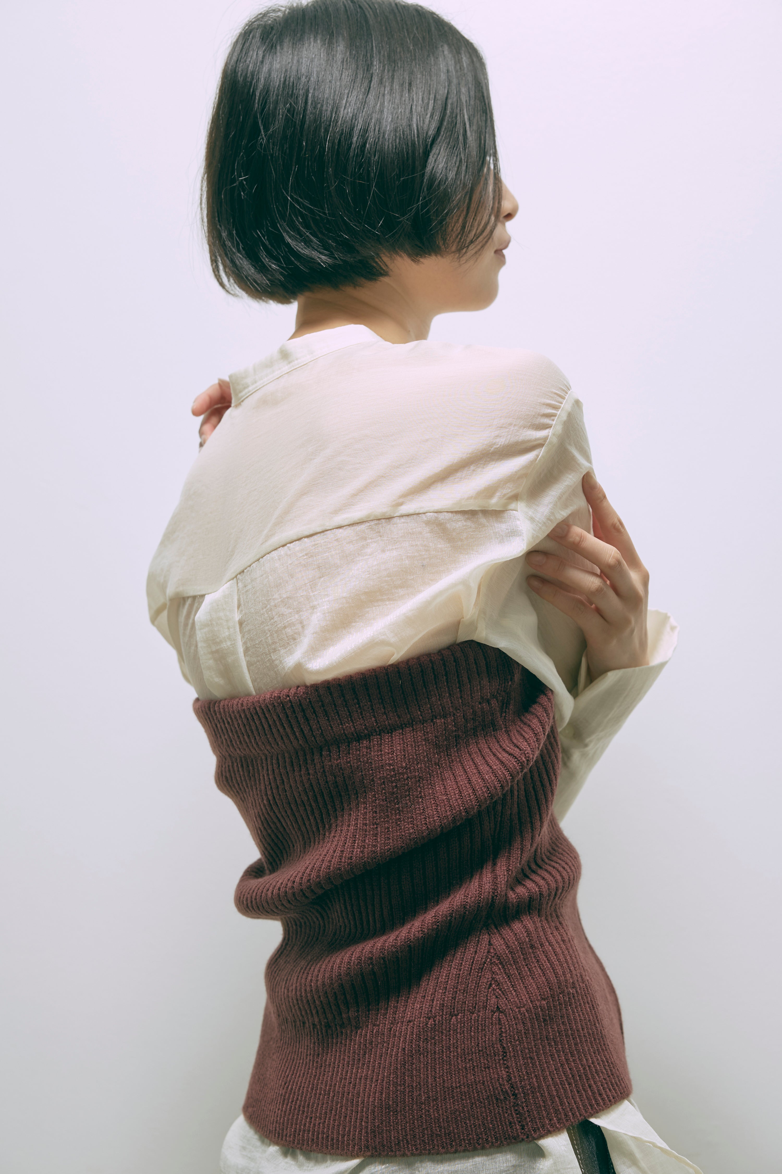 Crewneck Knit ＆ Rib Knit Bustier Set