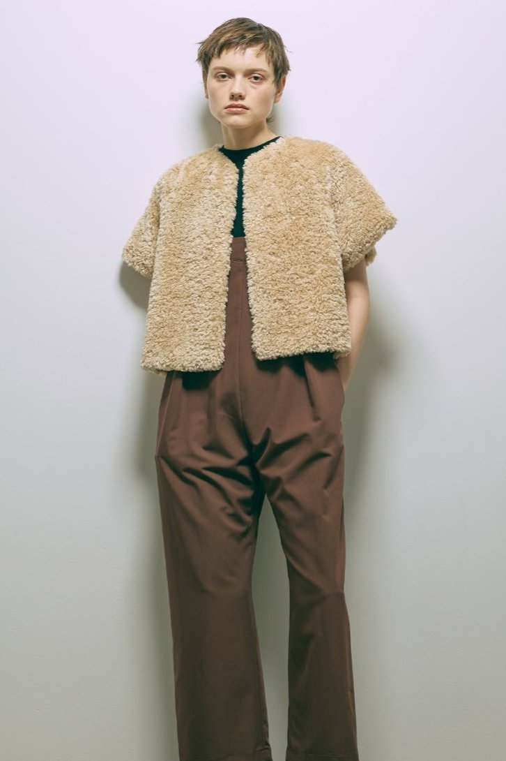 Short Sleeve Fur Jacket