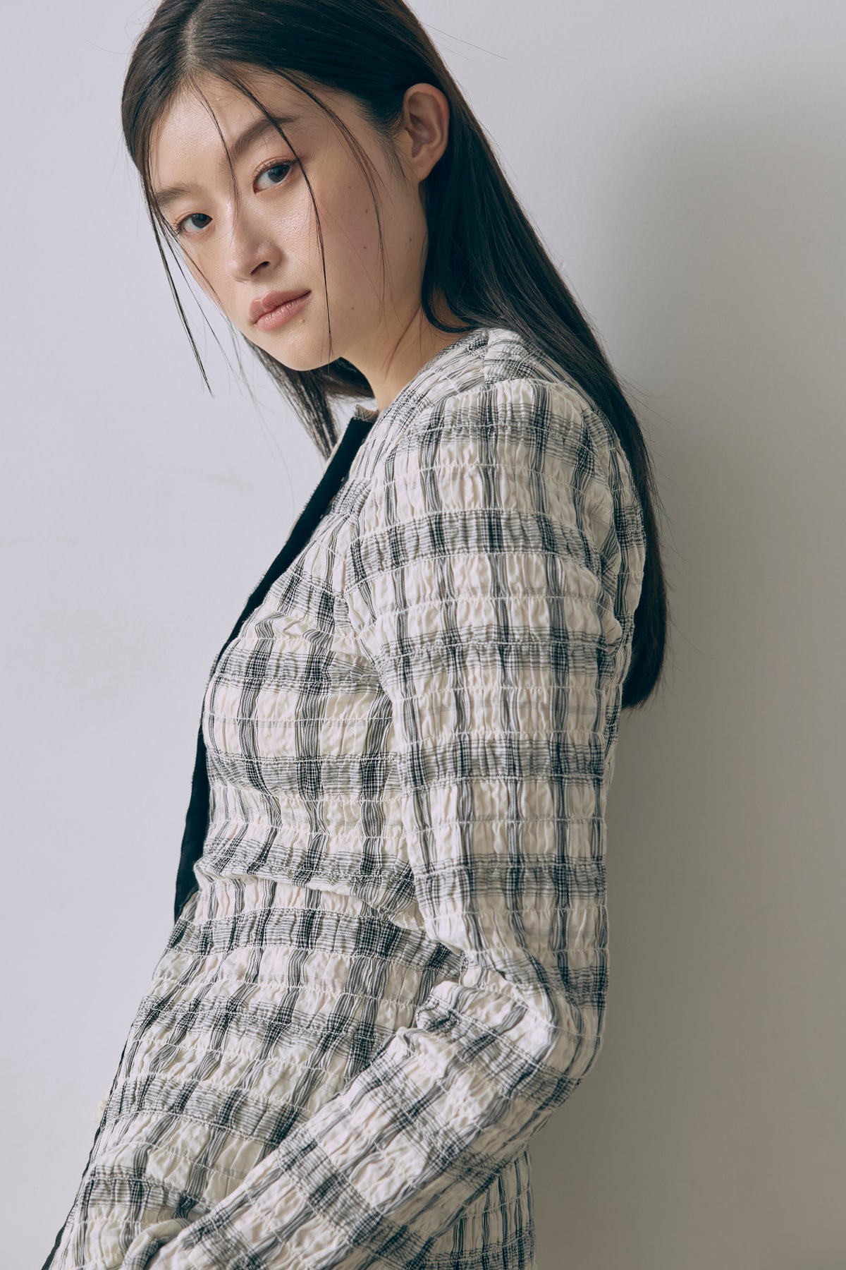Smocked Check Blouse