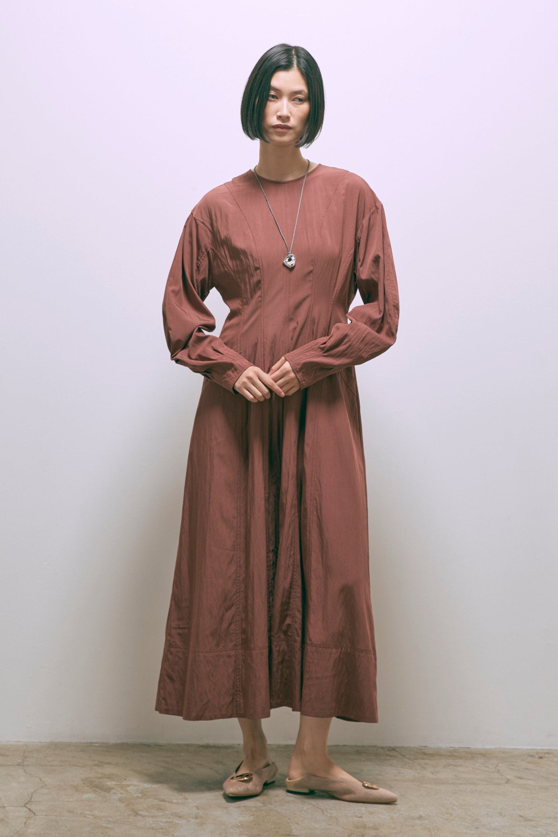 Volume Sleeve Soft Flare Dress