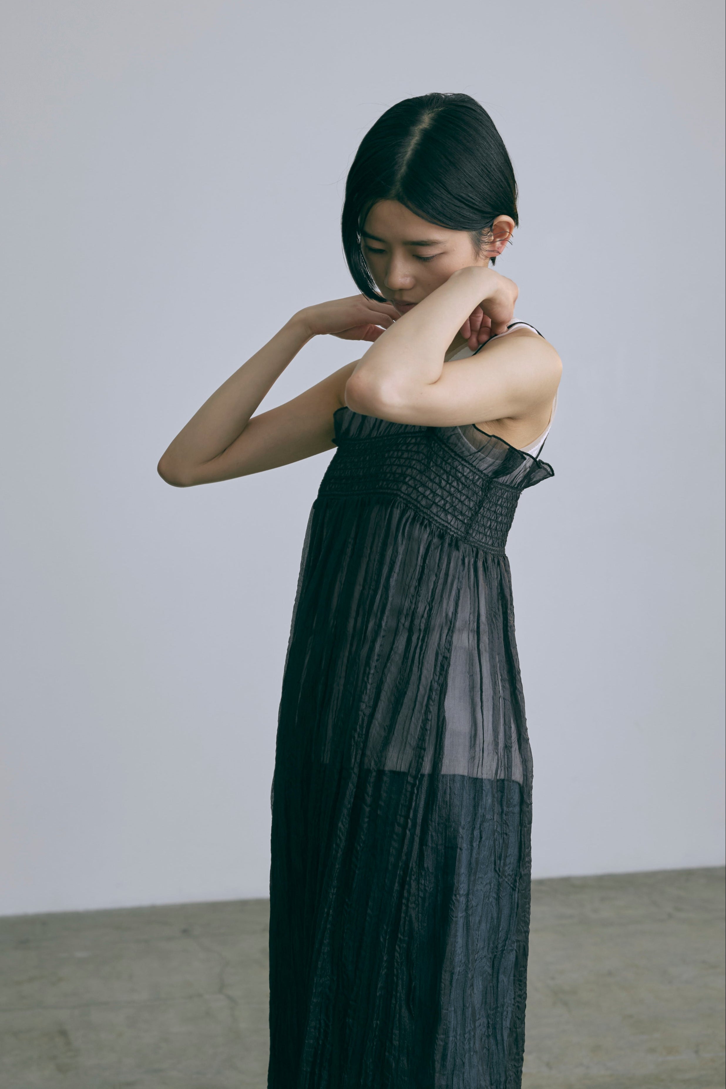 2Way Sheer Crinkled Skirt Dress