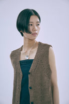 Melange Knit Gilet ブラウン size:F model:170cm chii
