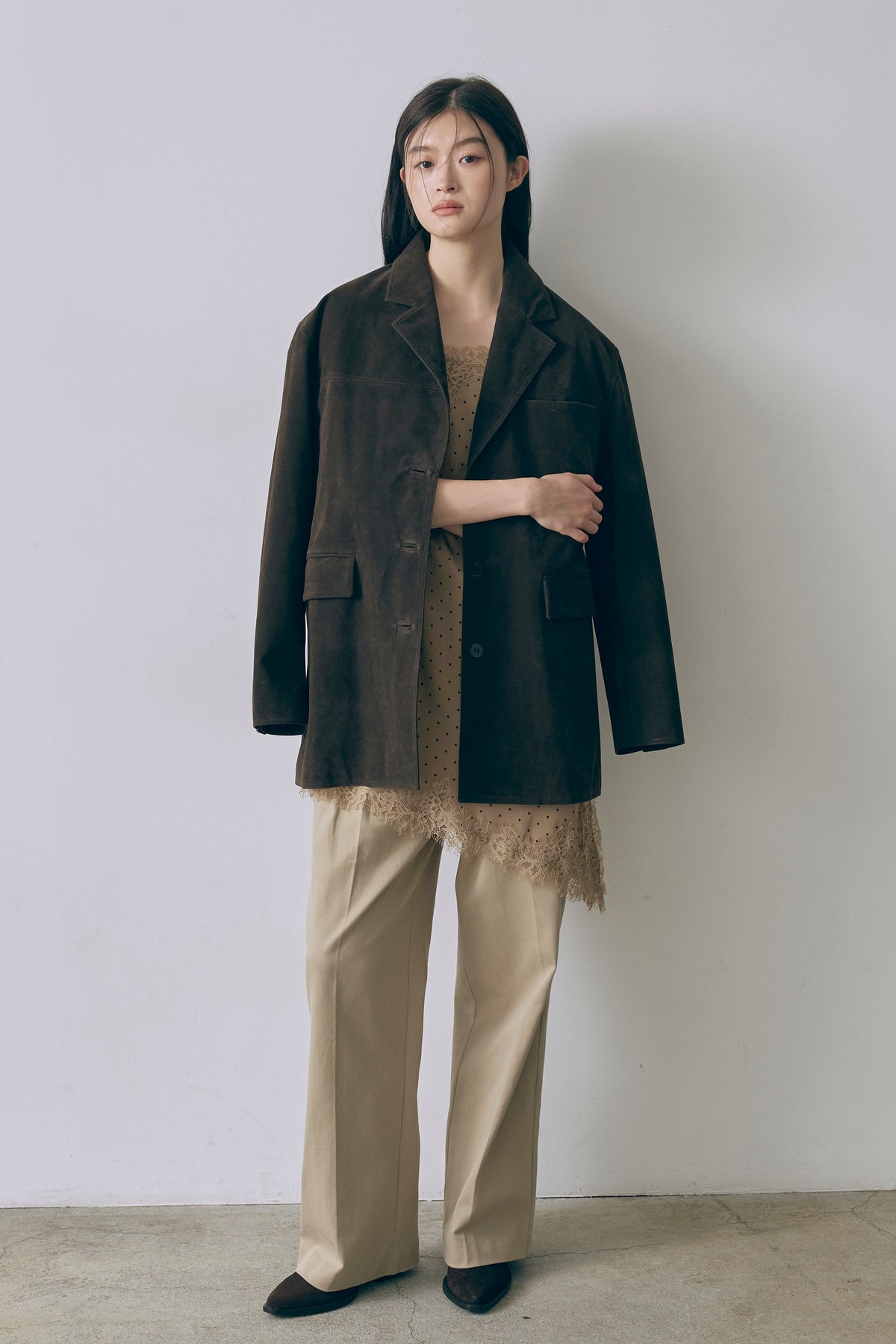Vintage Suede Oversized Jacket ダークブラウン