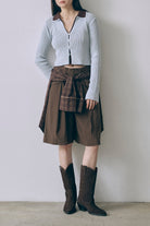 Structured Pocket Flare Shorts ブラウン size:1 model:171cm YUUMIKO