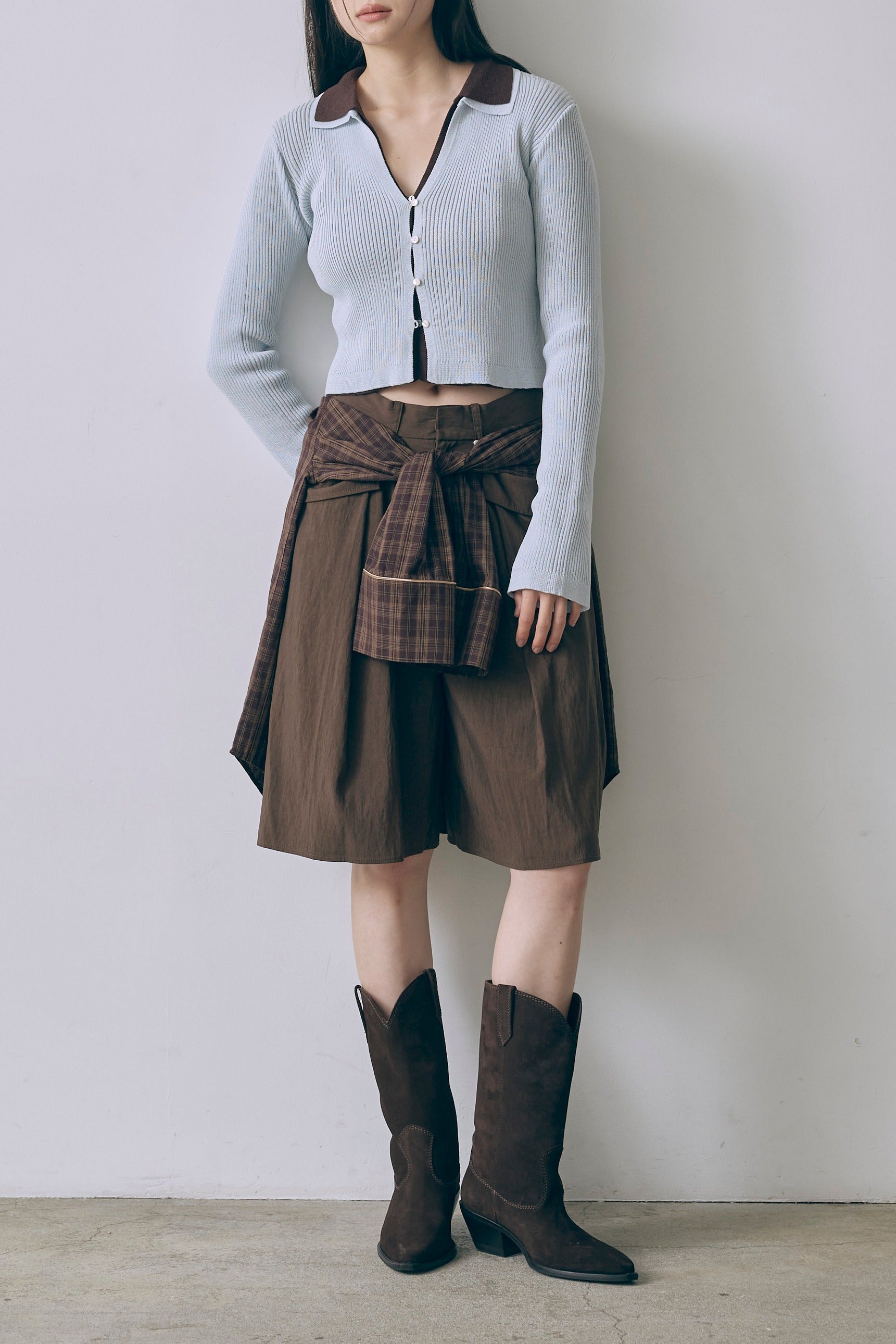 Structured Pocket Flare Shorts ブラウン size:1 model:171cm YUUMIKO