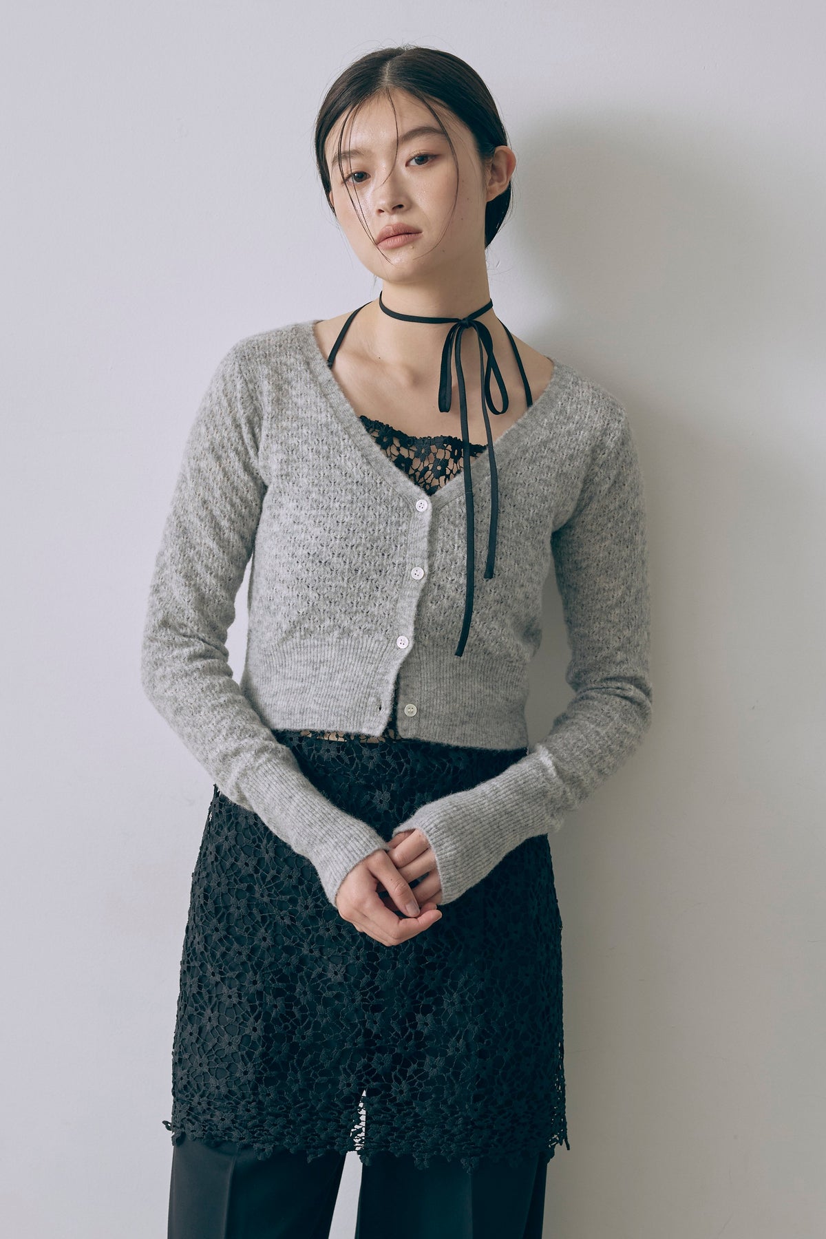 Cloud Touch Knit Cardigan 杢グレー
