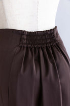 Satin Tuck Pleated Skirt ブラウン