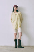 Silk-Like Oversized Shirt イエロー size:F model:171cm YUUMIKO