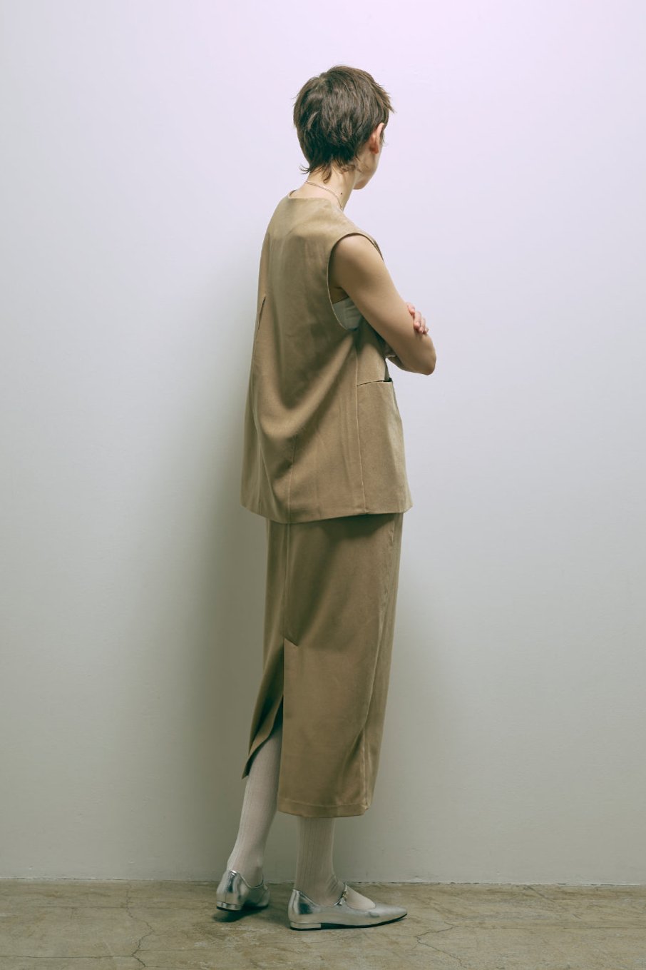 【Set Up】Faux Suede Gilet