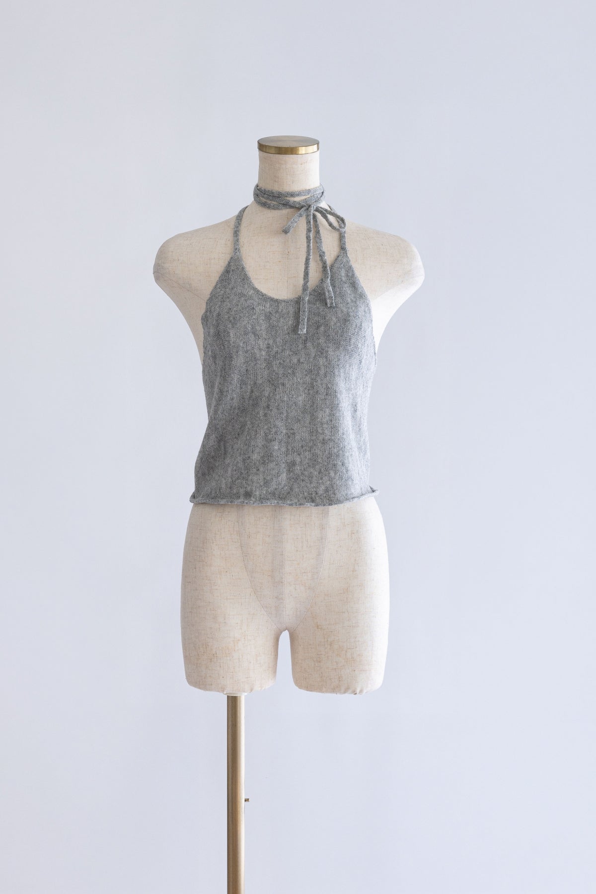 Back Ribbon Knit Cami 杢グレー