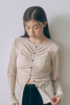 Soft Sheer Gathered Cardigan