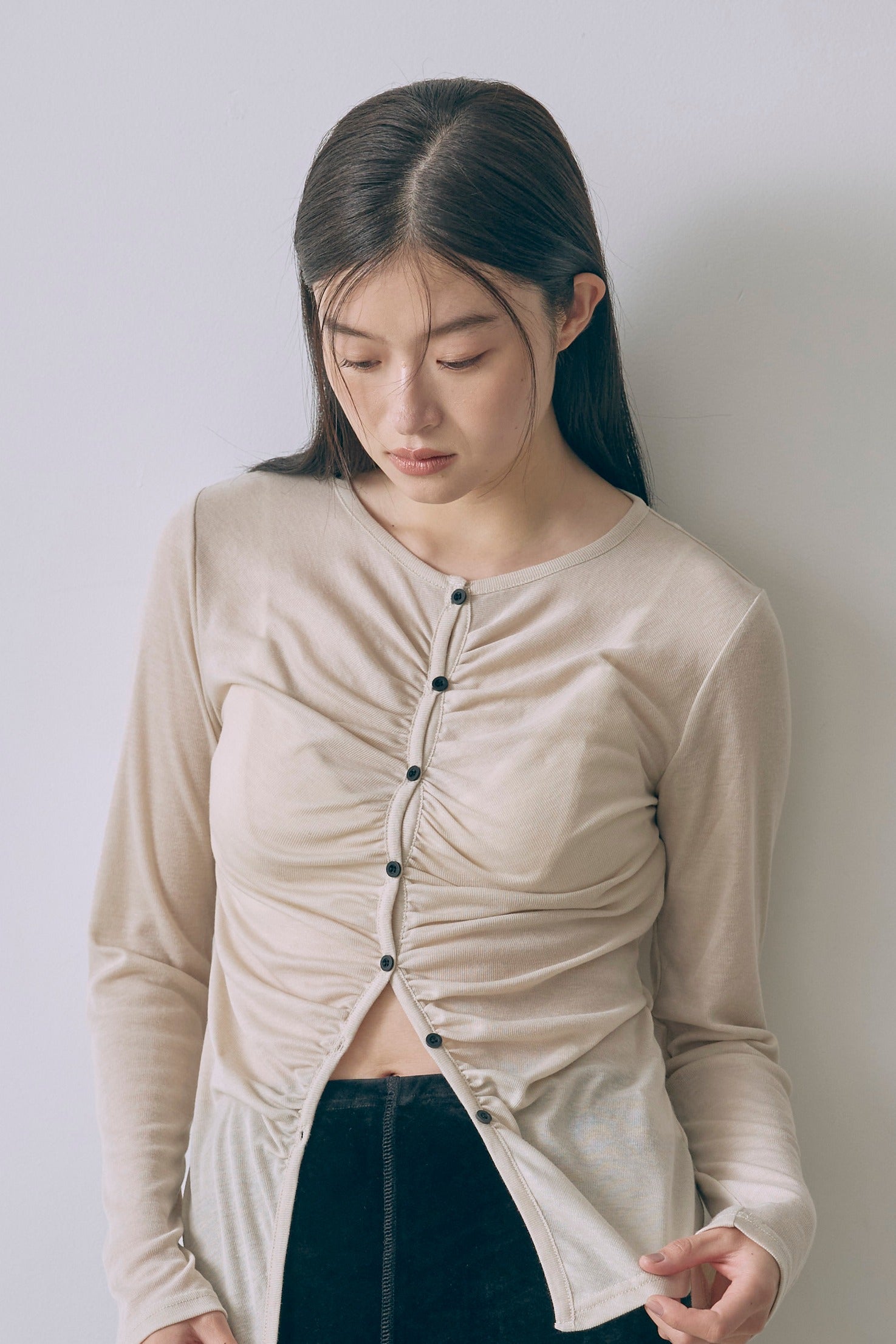 Soft Sheer Gathered Cardigan