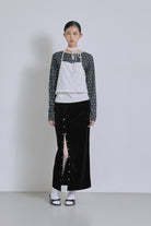 Sheer Dotted Crewneck Long Tee
