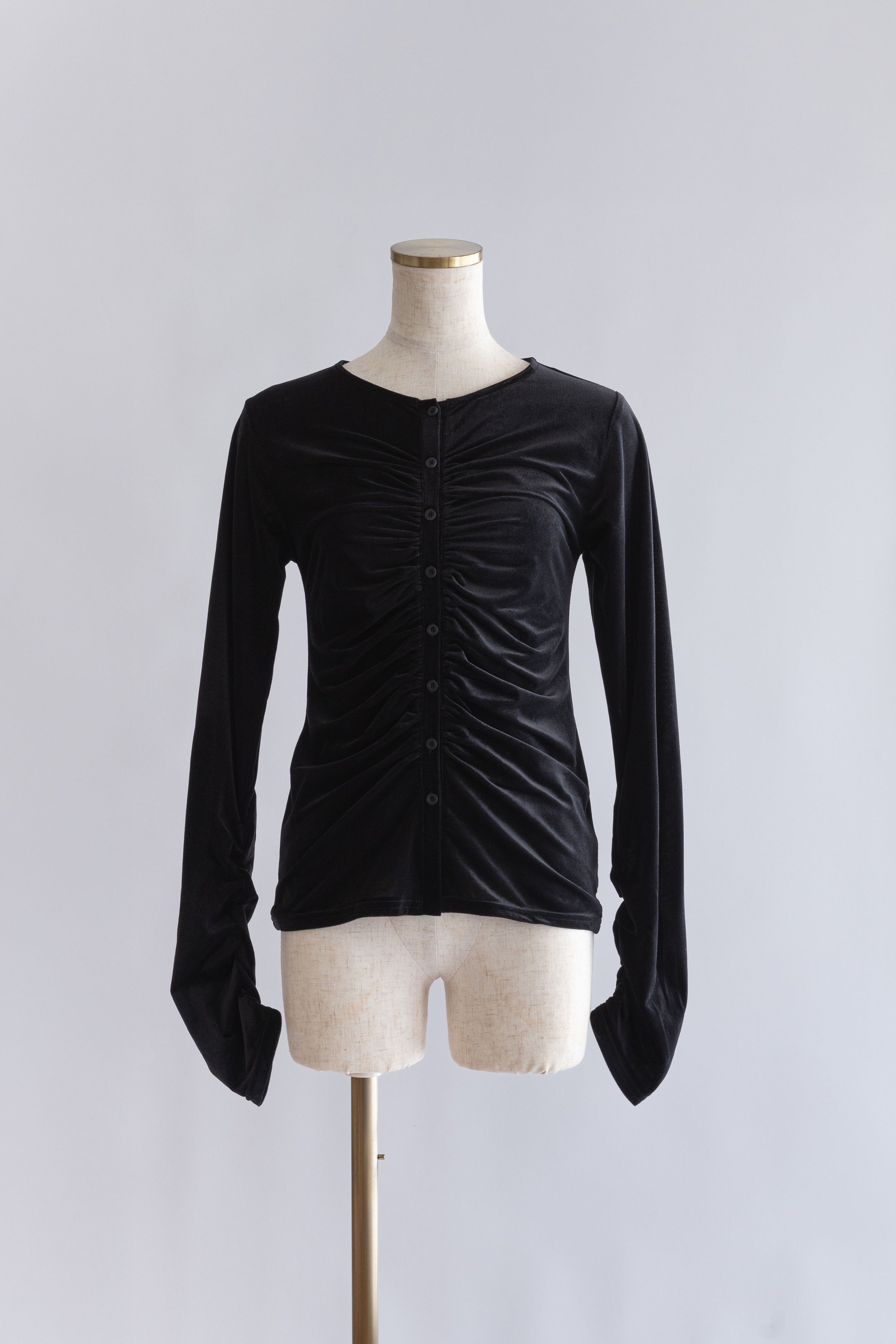 Sheer Velour Draped Cardigan ブラック