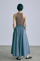 Nylon Taffeta Flared Skirt ブルー model:170cm chii