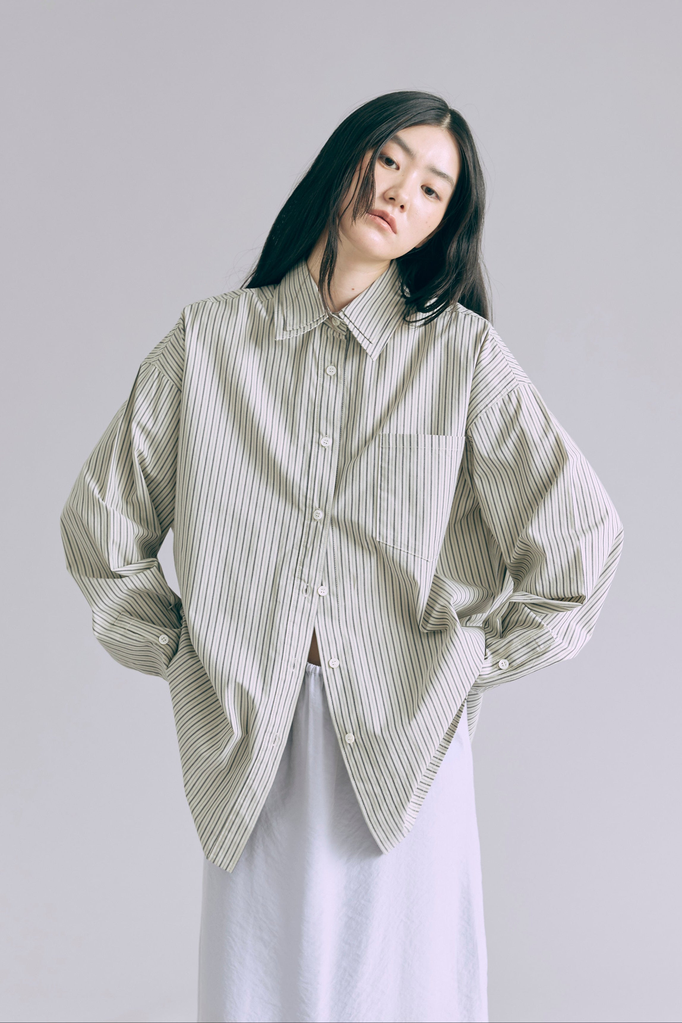 エンノイム　EN NEUME　シャツ　オーバーシャツ　ストライプ　ダブルカラー Vintage Stripe Double Collar Over Shirts – EN NEUME