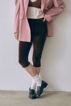 Velour Slim-Fit Biker Leggings
