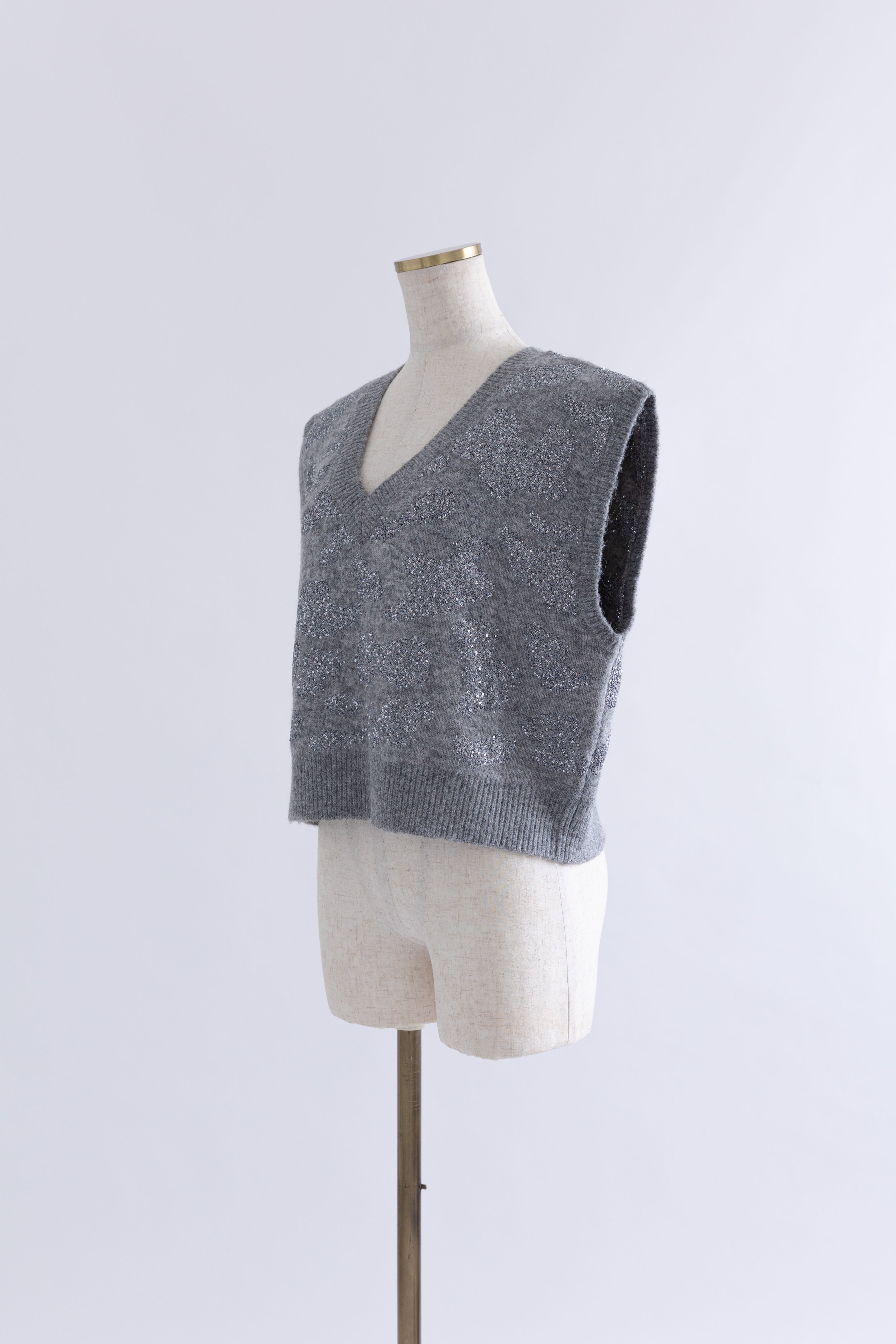 Sequin Jacquard Knit Vest