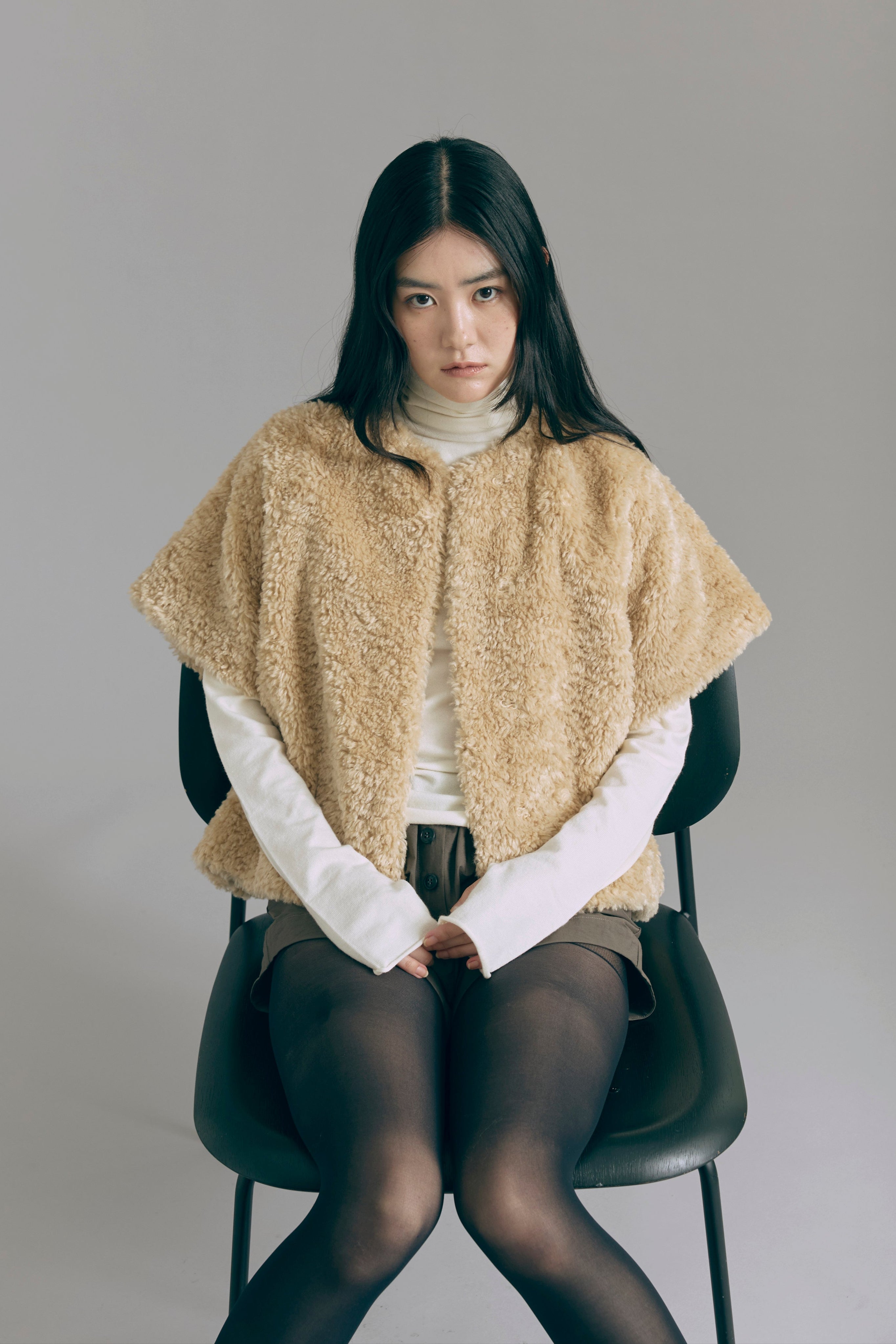 着用カラー:ベージュ　モデル身長:165cm