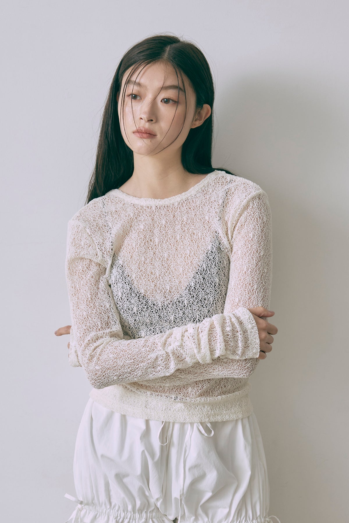 Mesh Lace Open Back Top