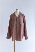 Silk-Like Oversized Shirt ブラウン