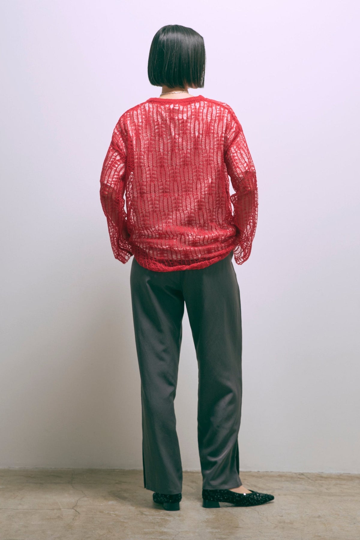 Satin Slit Pants チャコール
