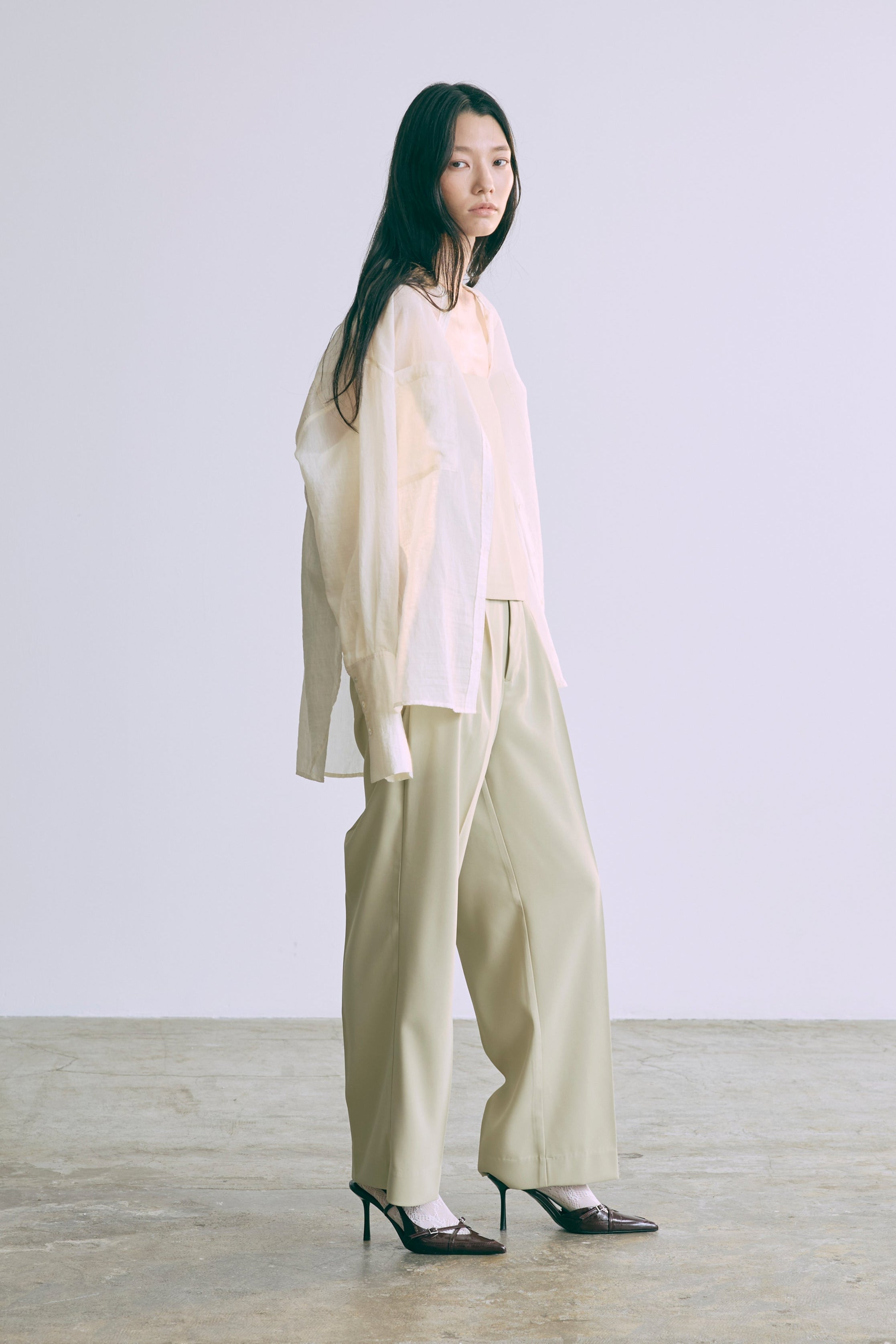 Long Cuff Sheer Blouse