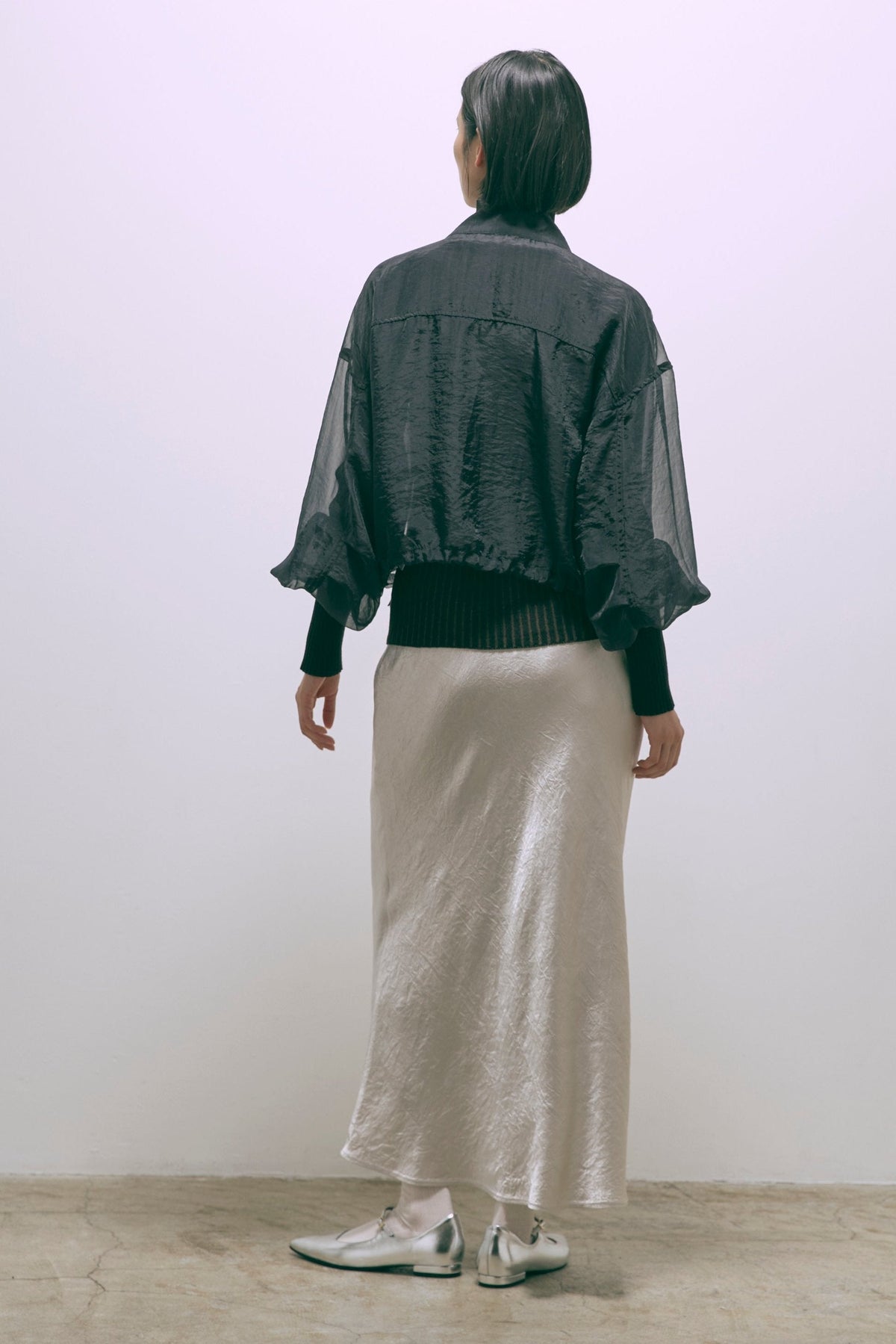 Acetate Satin Narrow Skirt グレージュ
