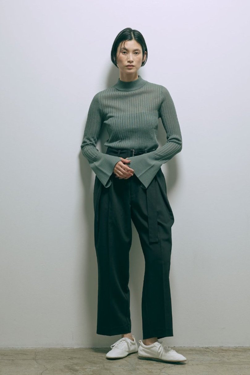 Bottleneck Sheer Rib Knit
