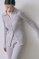 【Set Up】Chenille Collar Cardigan パープル