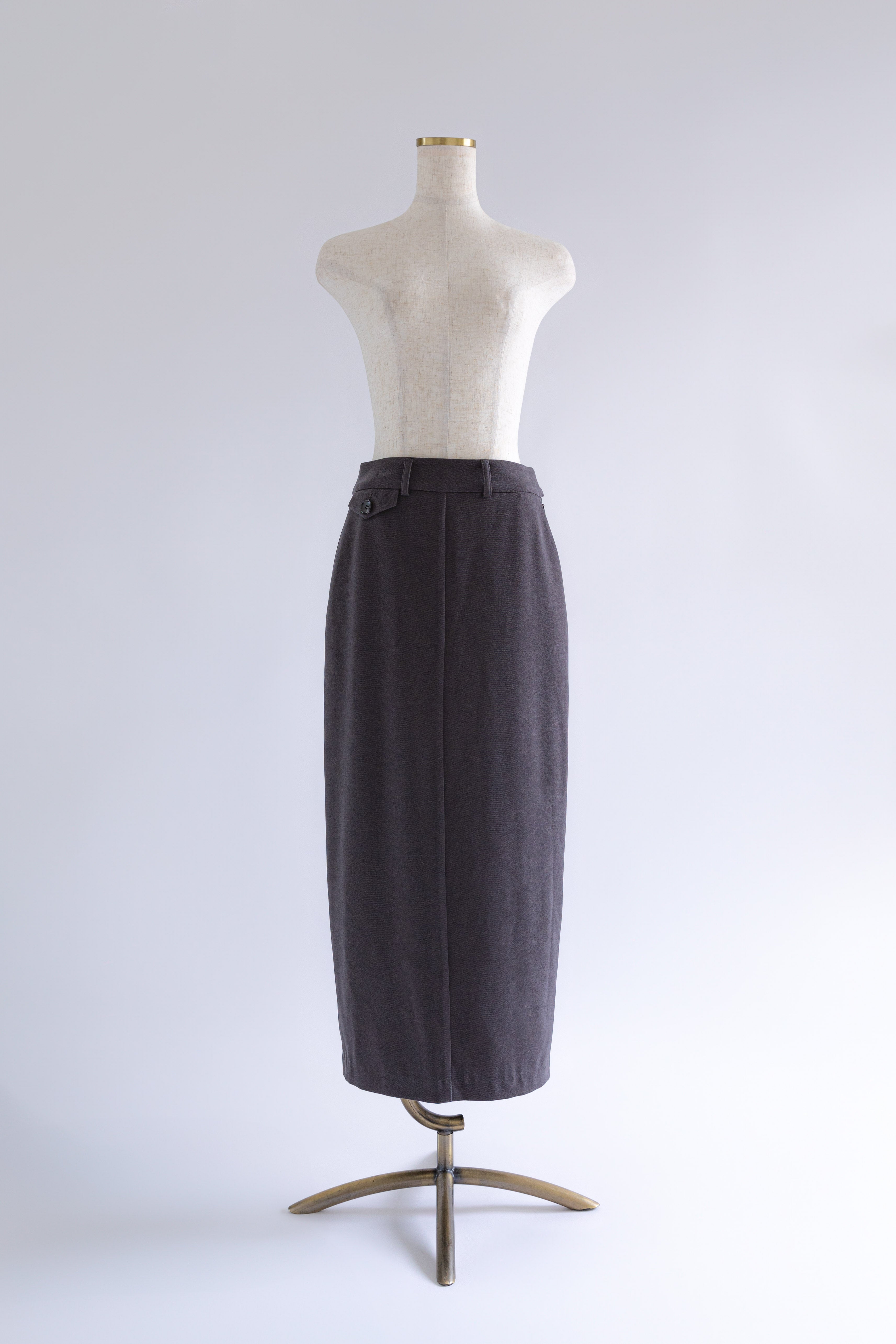 【Set Up】Faux Suede Straight Skirt チャコールグレー