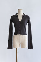 Fitted Rib Skipper Cardigan チャコール