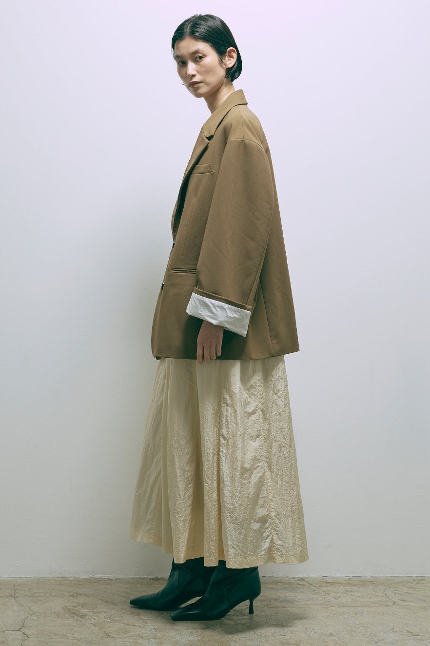 Nylon Taffeta Flared Skirt イエロー