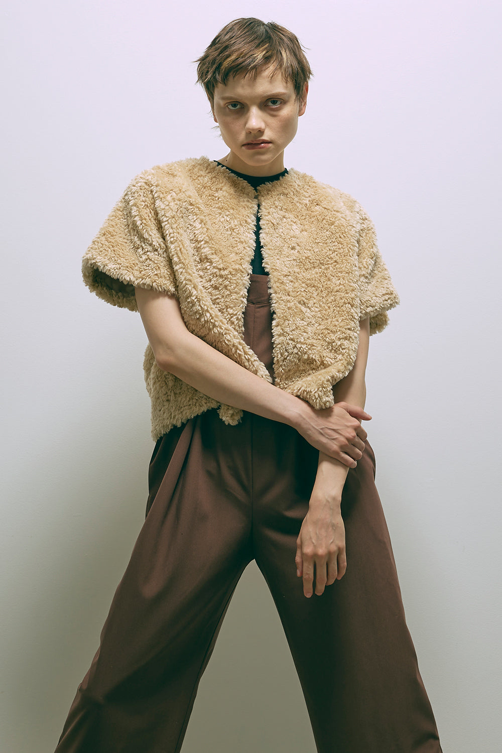 Short Sleeve Fur Jacket
