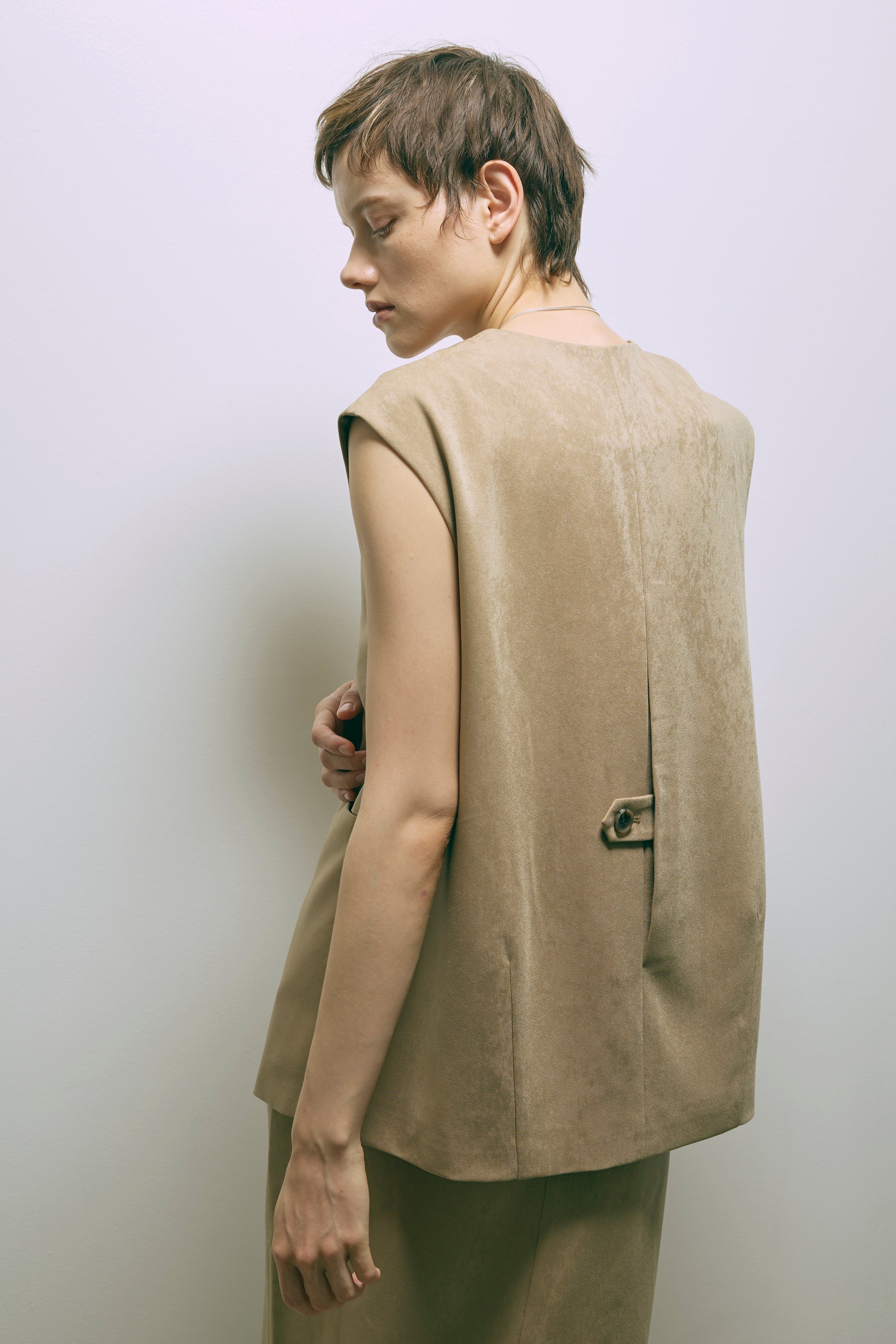 【Set Up】Faux Suede Gilet