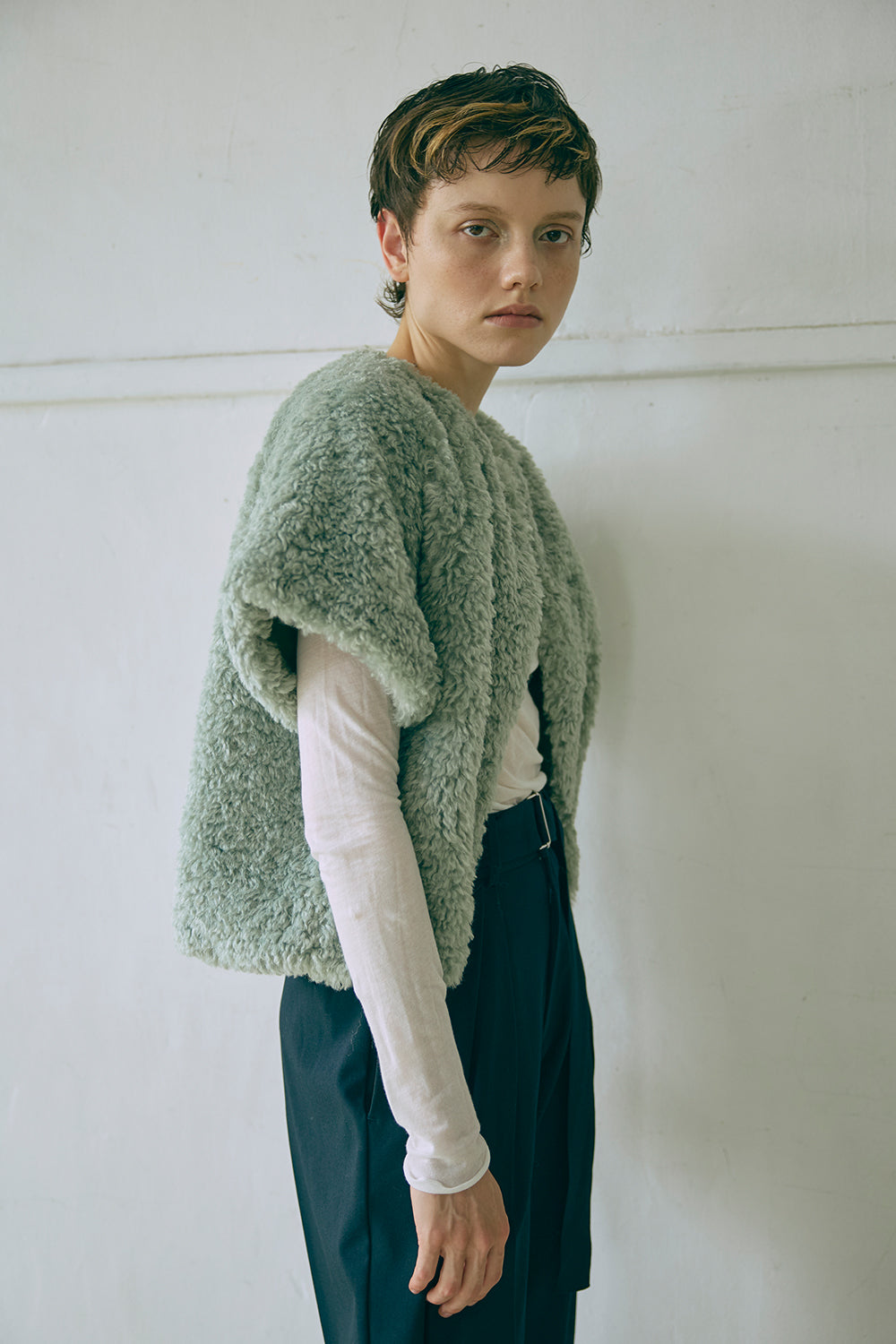 Short Sleeve Fur Jacket