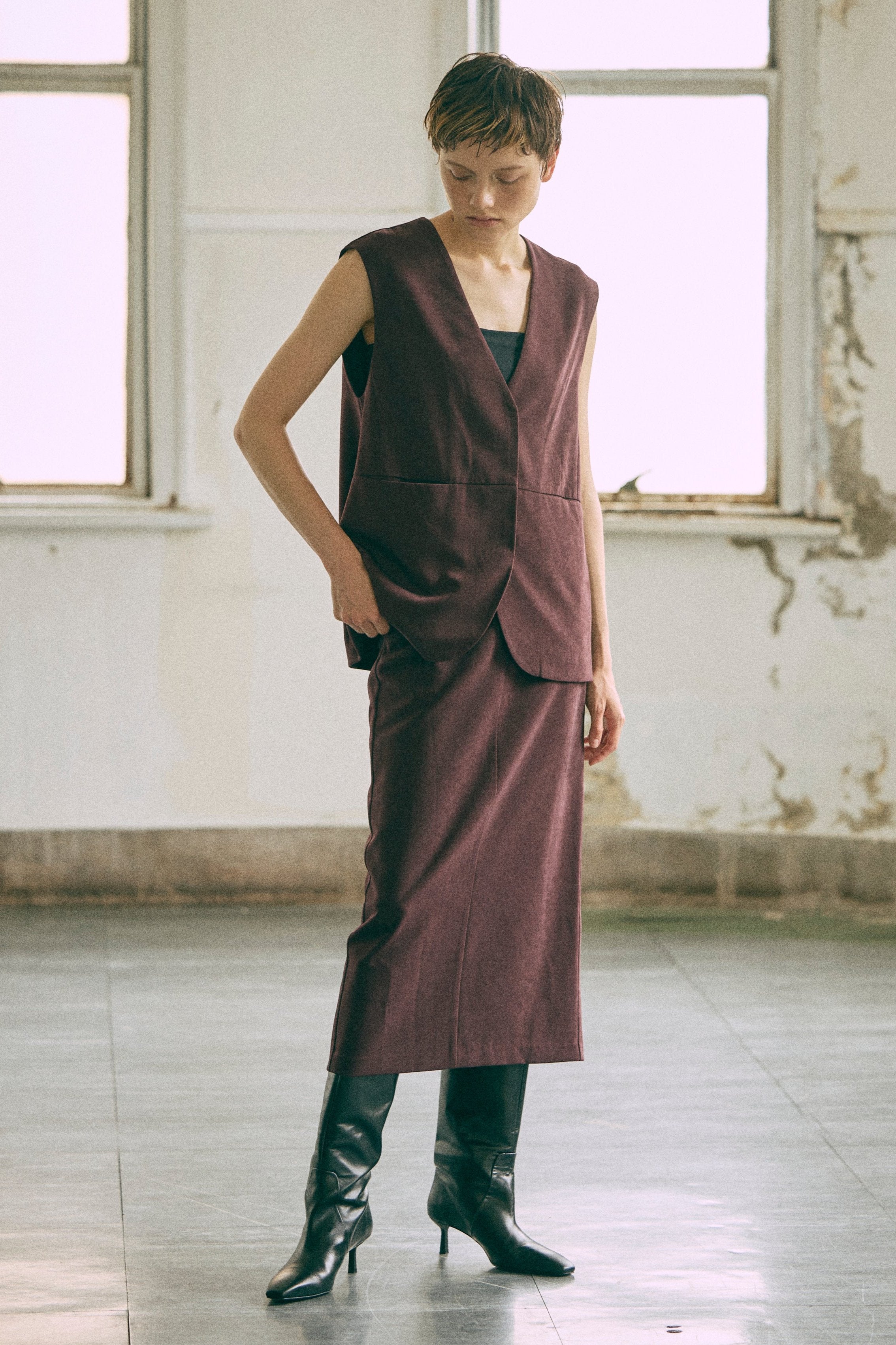 【Set Up】Faux Suede Gilet