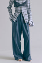 Color Semi-Wide Trousers ブルー size:1 model:165cm RINA